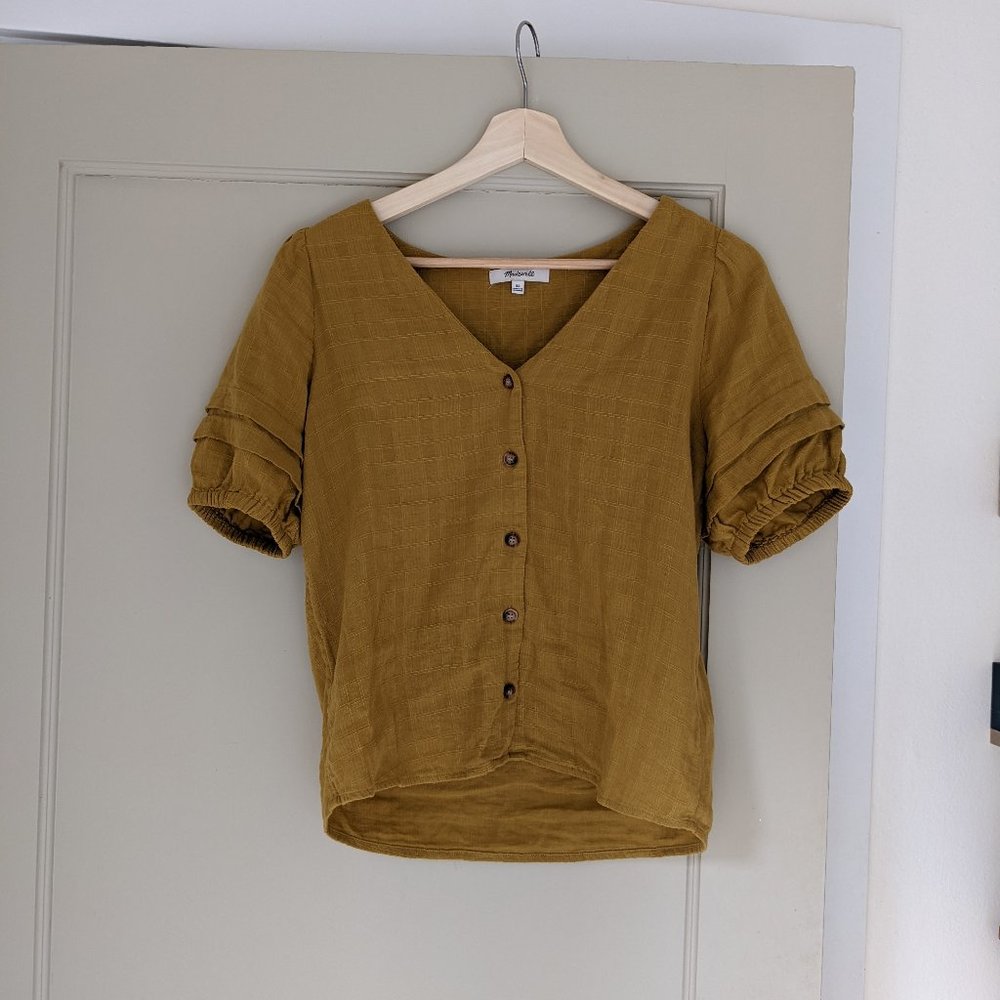 Madewell Ochre Puff Sleeve Top, Size XS